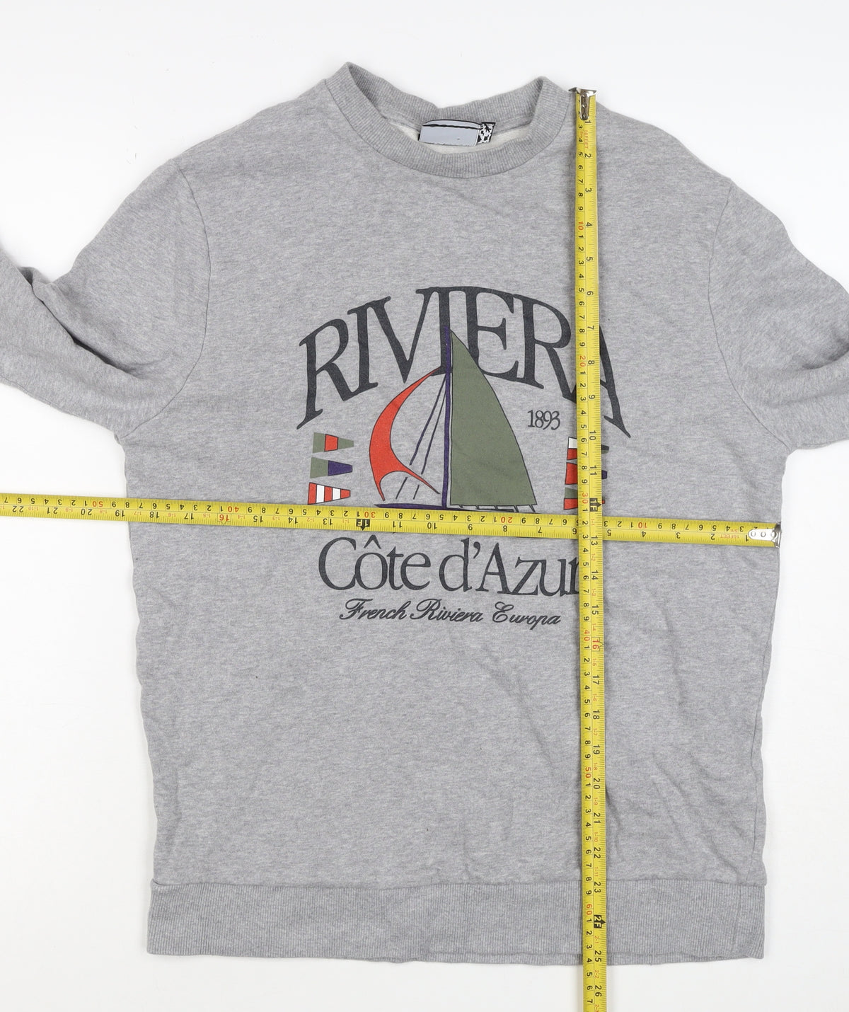 C&A Men’s Grey S Riviera Côte d’Azur Sailboat Graphic Sweatshirt