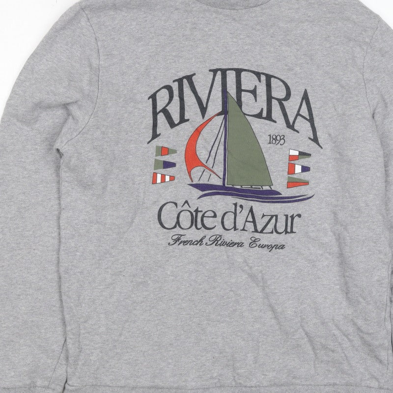 C&A Men’s Grey S Riviera Côte d’Azur Sailboat Graphic Sweatshirt