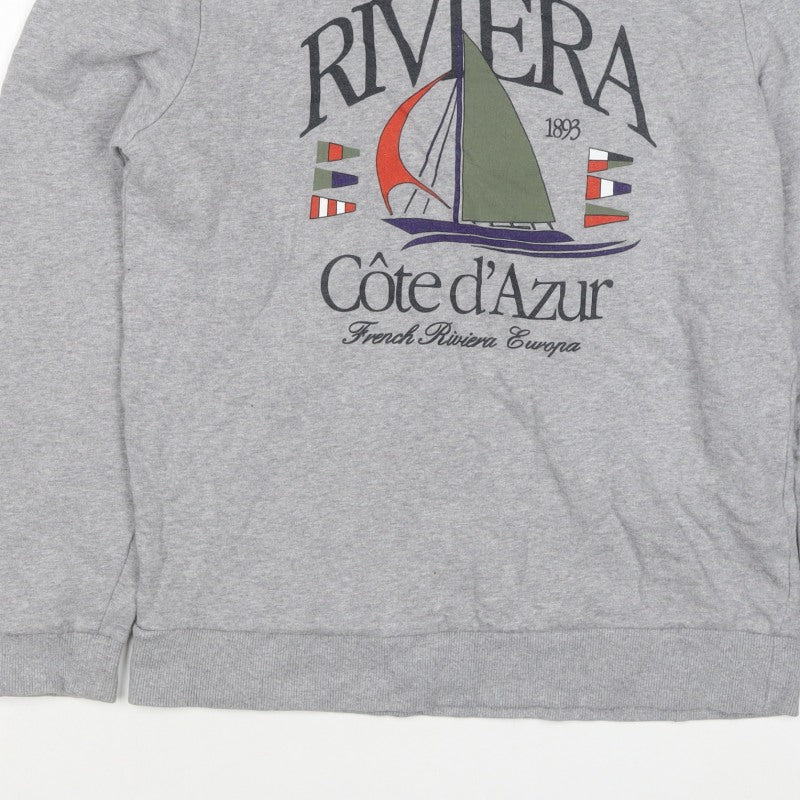 C&A Men’s Grey S Riviera Côte d’Azur Sailboat Graphic Sweatshirt