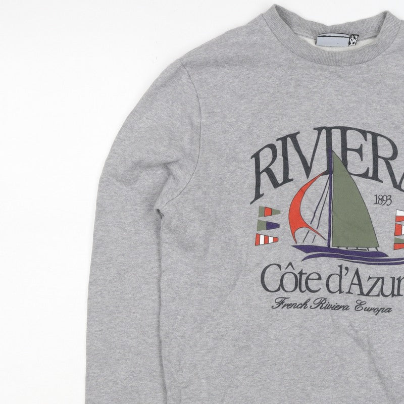 C&A Men’s Grey S Riviera Côte d’Azur Sailboat Graphic Sweatshirt