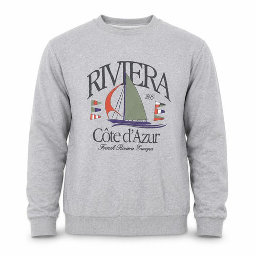 C&A Men’s Grey S Riviera Côte d’Azur Sailboat Graphic Sweatshirt