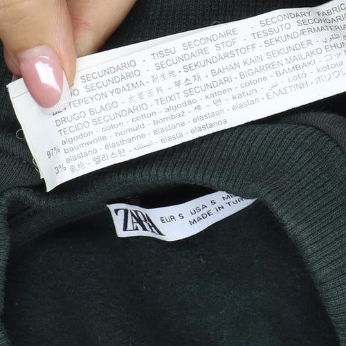 Zara Women’s Green S New York Cropped Pullover Sweatshirt