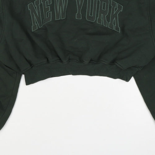 Zara Women’s Green S New York Cropped Pullover Sweatshirt