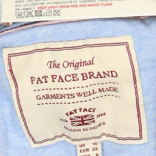 Fat Face Women Blue UK 10 Full Zip Hooded Cotton Blend Hoodie