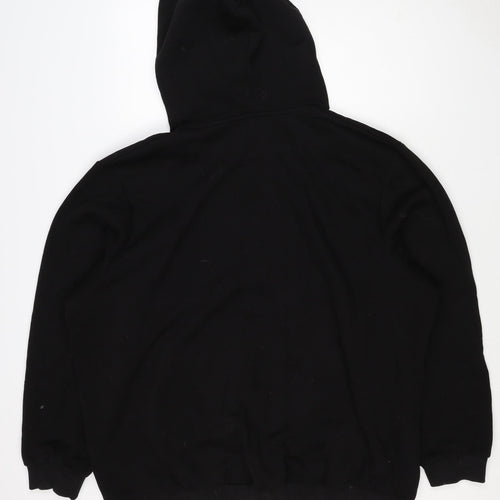 boohooMAN Men’s Black 4XL Pullover Hoodie Yellow Smiley Graphic