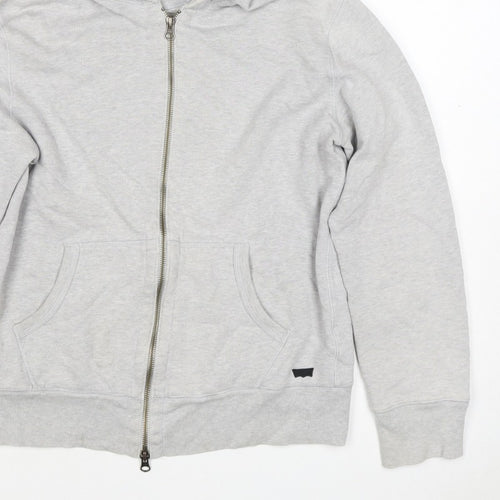 Levi's Men Grey Small Full Zip Hooded Cotton Blend Hoodie