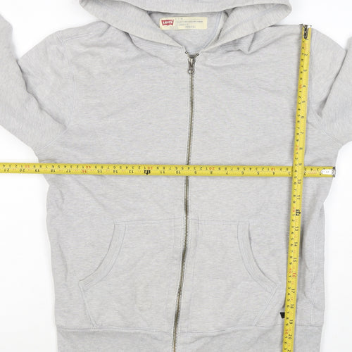 Levi's Men Grey Small Full Zip Hooded Cotton Blend Hoodie