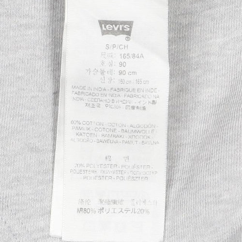 Levi's Men Grey Small Full Zip Hooded Cotton Blend Hoodie