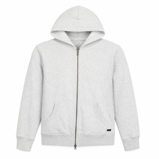 Levi's Men Grey Small Full Zip Hooded Cotton Blend Hoodie
