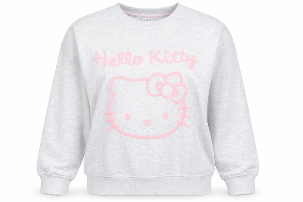 Front view of Primark Hello Kitty Women’s Grey Pink S Pullover Sweatshirt