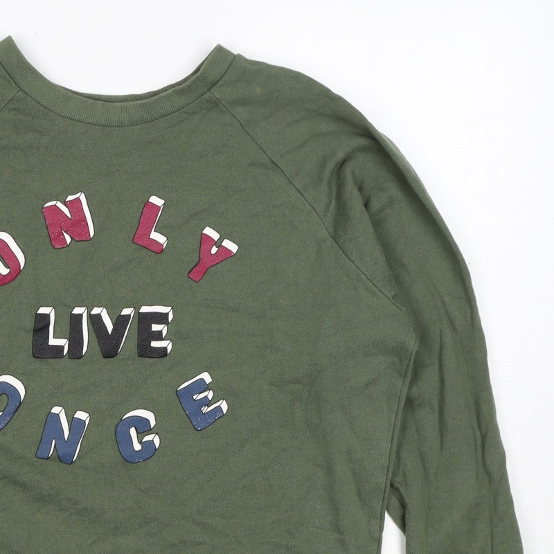 Additional view of Pull&Bear Women’s Green S Only Live Once Graphic Pullover Sweatshirt