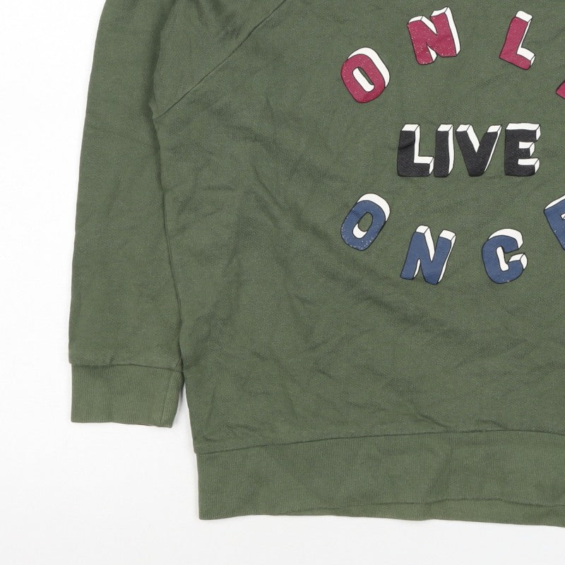 Additional view of Pull&Bear Women’s Green S Only Live Once Graphic Pullover Sweatshirt