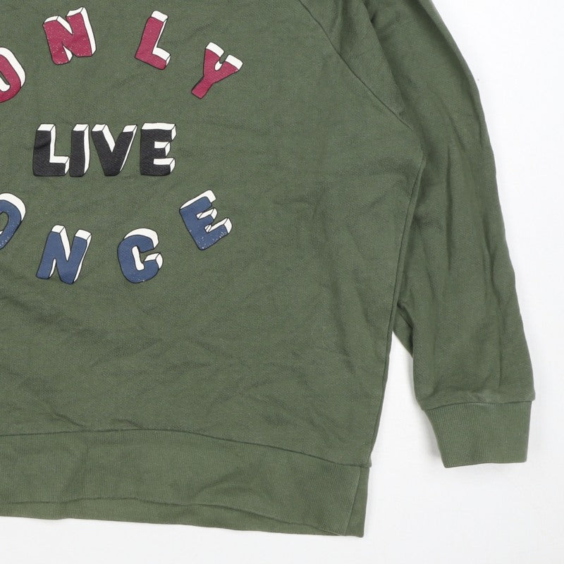 Additional view of Pull&Bear Women’s Green S Only Live Once Graphic Pullover Sweatshirt