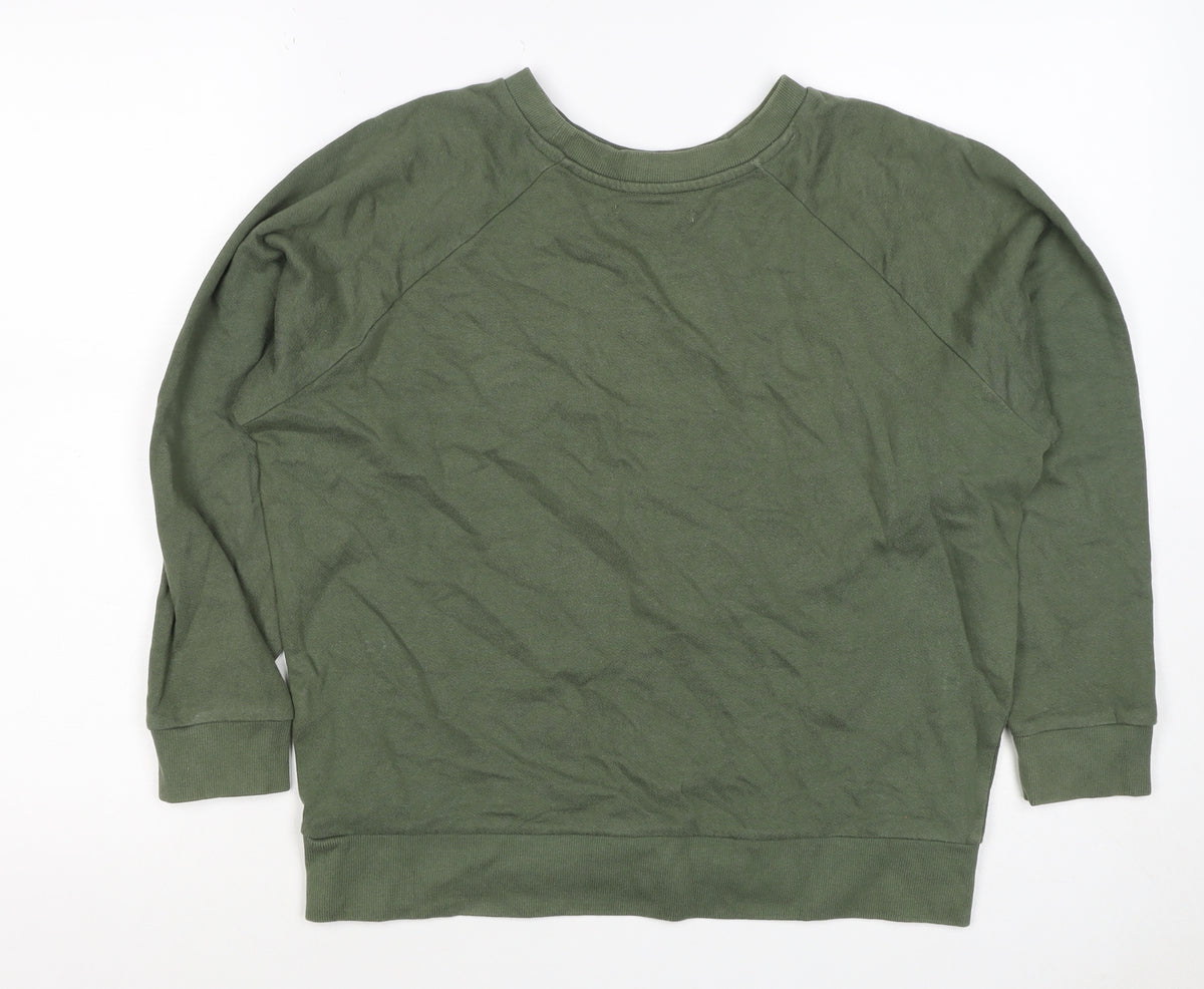 Close-up detail of Pull&Bear Women’s Green S Only Live Once Graphic Pullover Sweatshirt