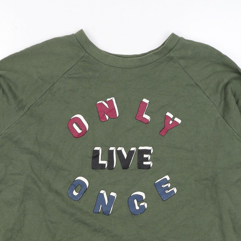 Additional view of Pull&Bear Women’s Green S Only Live Once Graphic Pullover Sweatshirt