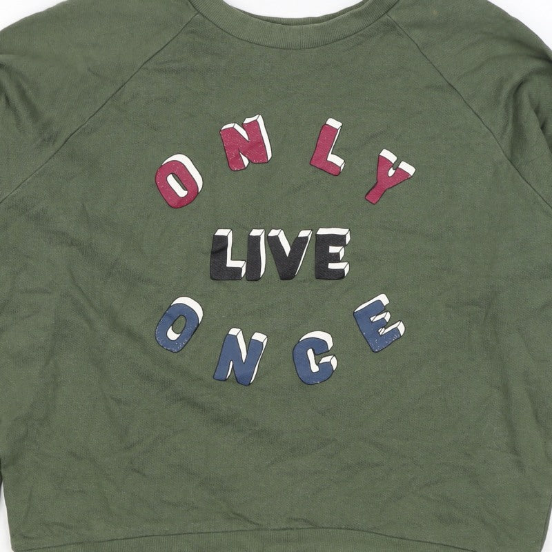 Additional view of Pull&Bear Women’s Green S Only Live Once Graphic Pullover Sweatshirt