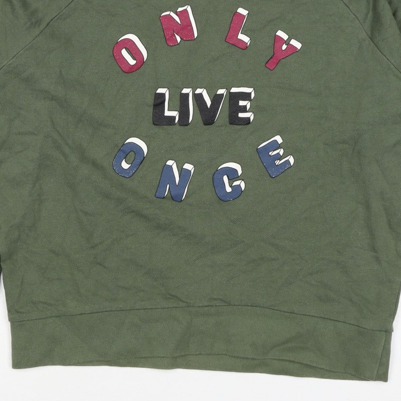 Additional view of Pull&Bear Women’s Green S Only Live Once Graphic Pullover Sweatshirt
