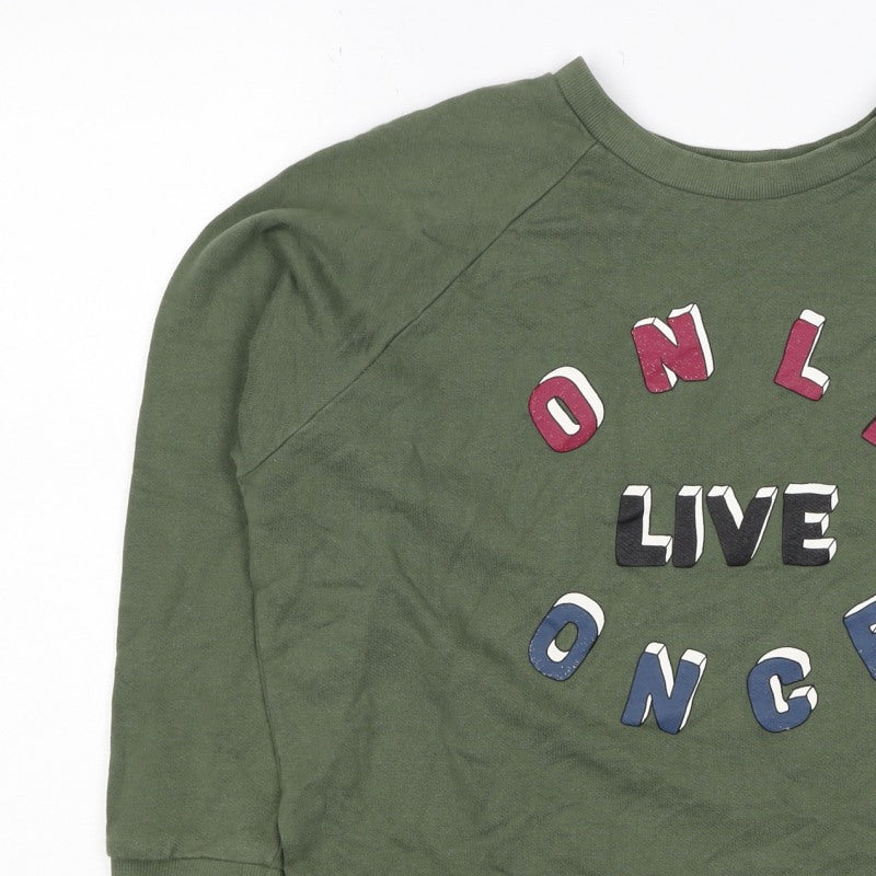 Additional view of Pull&Bear Women’s Green S Only Live Once Graphic Pullover Sweatshirt