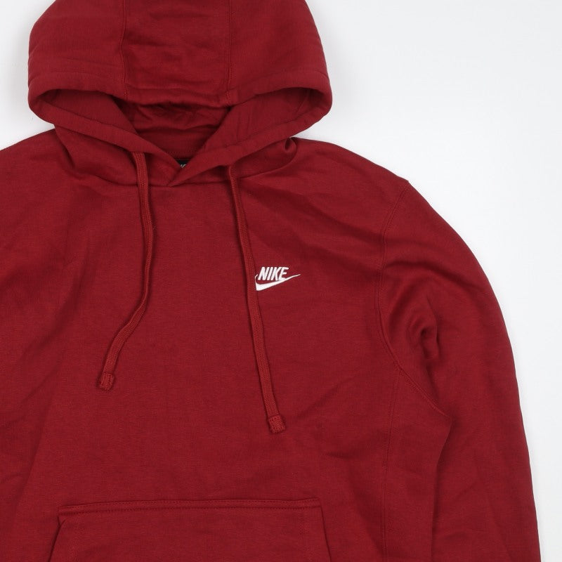 Nike Men’s Red M Pullover Hoodie Embroidered Logo Kangaroo Pocket