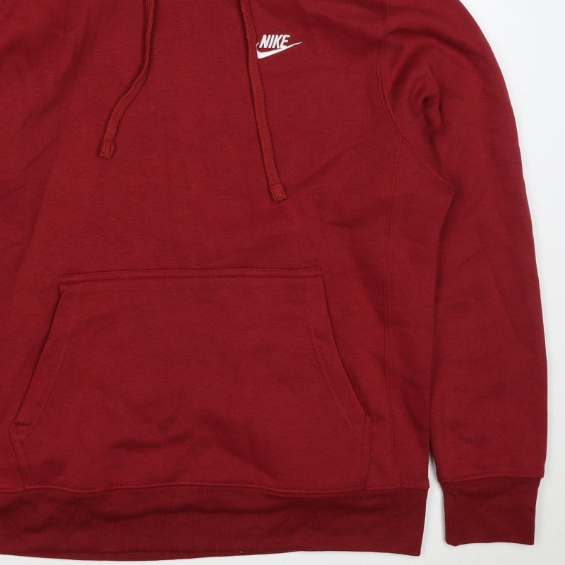 Nike Men’s Red M Pullover Hoodie Embroidered Logo Kangaroo Pocket