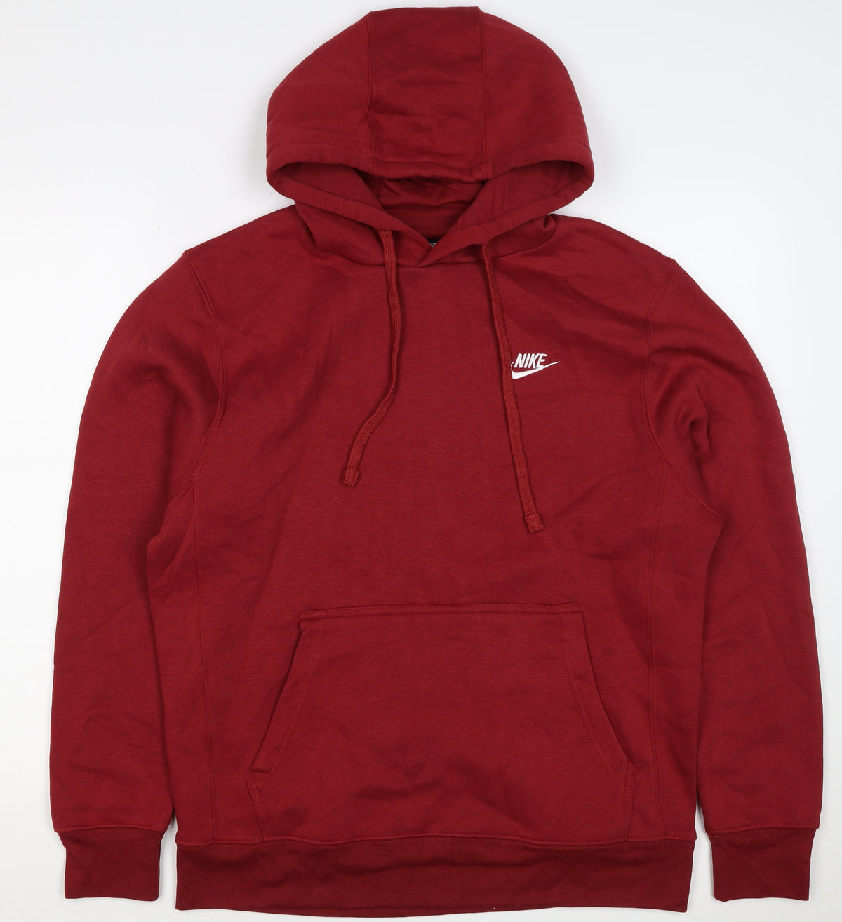 Nike Men’s Red M Pullover Hoodie Embroidered Logo Kangaroo Pocket