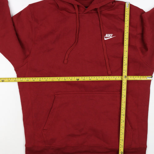 Nike Men’s Red M Pullover Hoodie Embroidered Logo Kangaroo Pocket