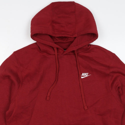 Nike Men’s Red M Pullover Hoodie Embroidered Logo Kangaroo Pocket