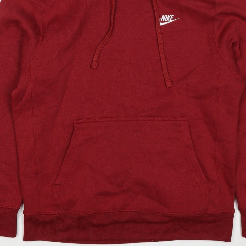 Nike Men’s Red M Pullover Hoodie Embroidered Logo Kangaroo Pocket