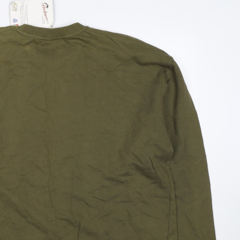 Huckleberry Men’s Green XL Wolf Graphic Cotton Pullover Sweatshirt