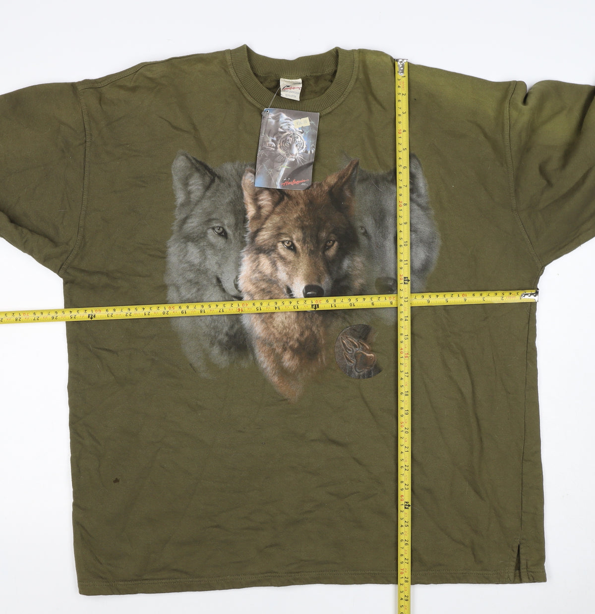 Huckleberry Men’s Green XL Wolf Graphic Cotton Pullover Sweatshirt