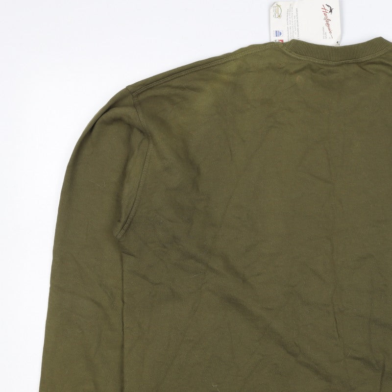 Huckleberry Men’s Green XL Wolf Graphic Cotton Pullover Sweatshirt