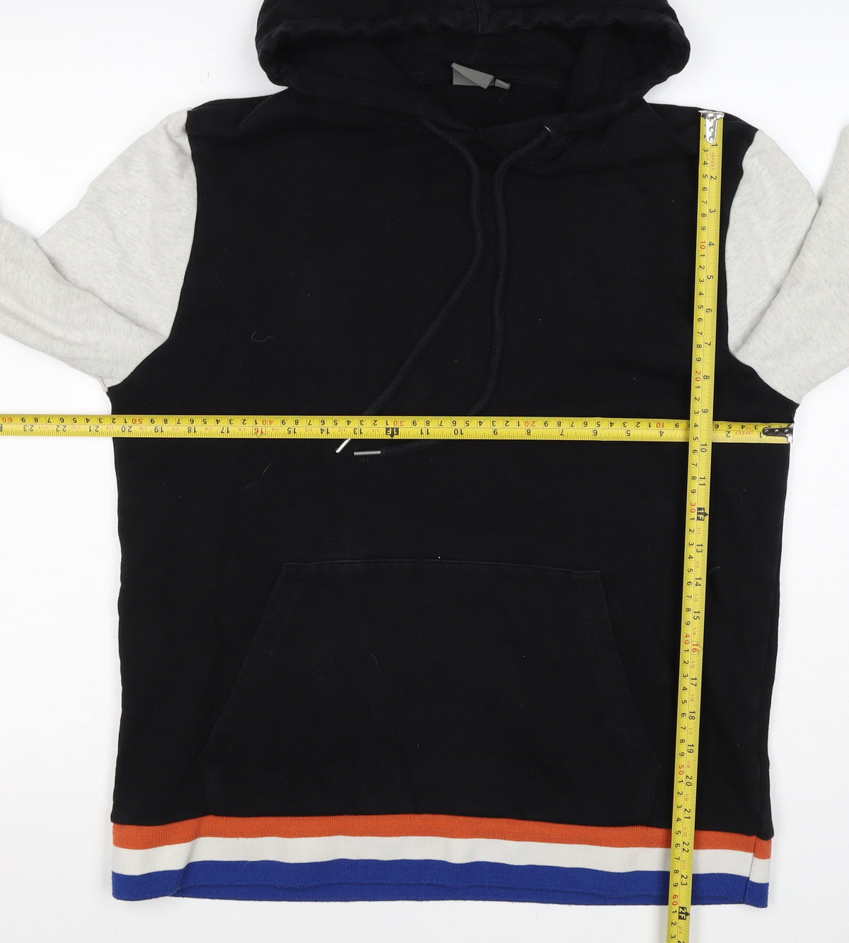 ASOS Men’s Black M Pullover Hoodie Colour Block Striped Trim