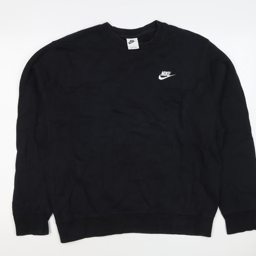 Nike Men’s Black M Crew Neck Pullover Sweatshirt Embroidered Logo