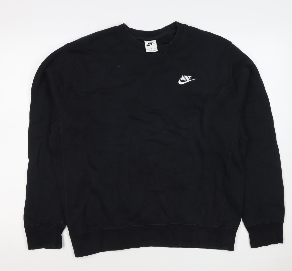 Nike Men’s Black M Crew Neck Pullover Sweatshirt Embroidered Logo
