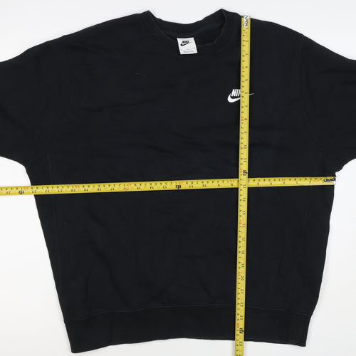 Nike Men’s Black M Crew Neck Pullover Sweatshirt Embroidered Logo