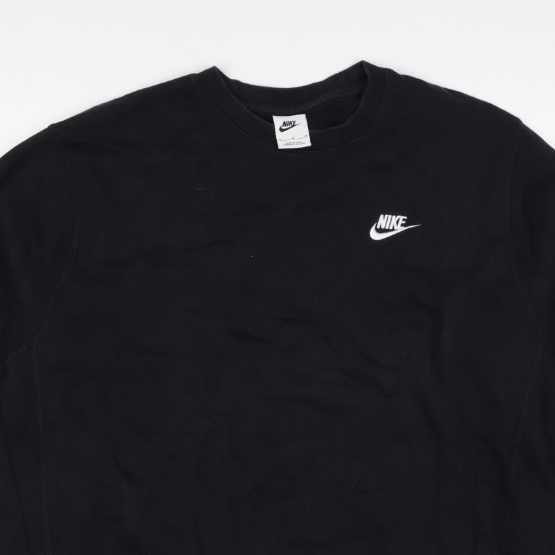 Nike Men’s Black M Crew Neck Pullover Sweatshirt Embroidered Logo