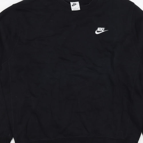 Nike Men’s Black M Crew Neck Pullover Sweatshirt Embroidered Logo