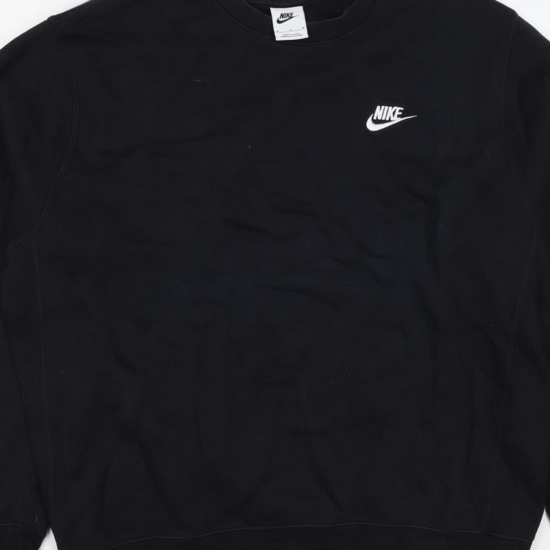 Nike Men’s Black M Crew Neck Pullover Sweatshirt Embroidered Logo