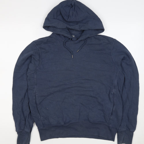 Uniqlo Men’s Blue S Pullover Hooded Cotton Fleece Hoodie Pockets