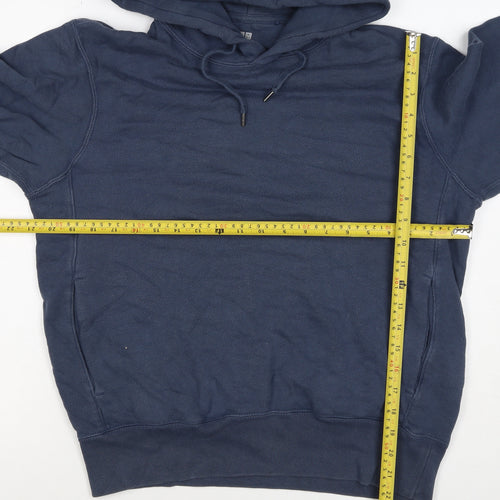 Uniqlo Men’s Blue S Pullover Hooded Cotton Fleece Hoodie Pockets
