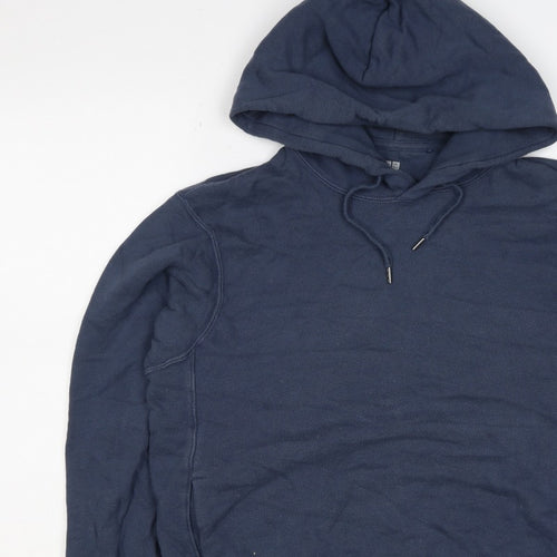 Uniqlo Men’s Blue S Pullover Hooded Cotton Fleece Hoodie Pockets