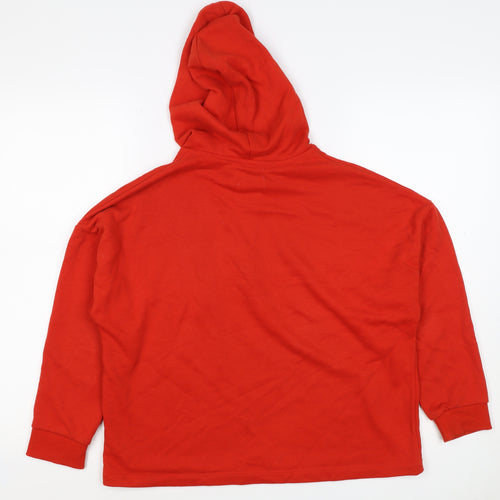 Pull&Bear Women’s Red XS Pullover Hoodie Drawstring Cotton Blend