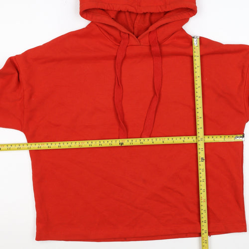 Pull&Bear Women’s Red XS Pullover Hoodie Drawstring Cotton Blend