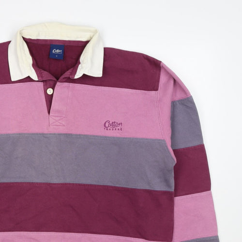 Cotton Traders Men's Multicoloured M Striped Henley Rugby Sweatshirt