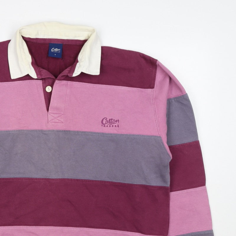 Cotton Traders Men's Multicoloured M Striped Henley Rugby Sweatshirt
