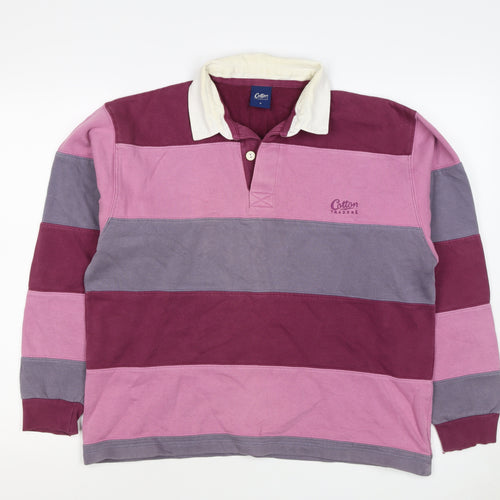 Cotton Traders Men's Multicoloured M Striped Henley Rugby Sweatshirt