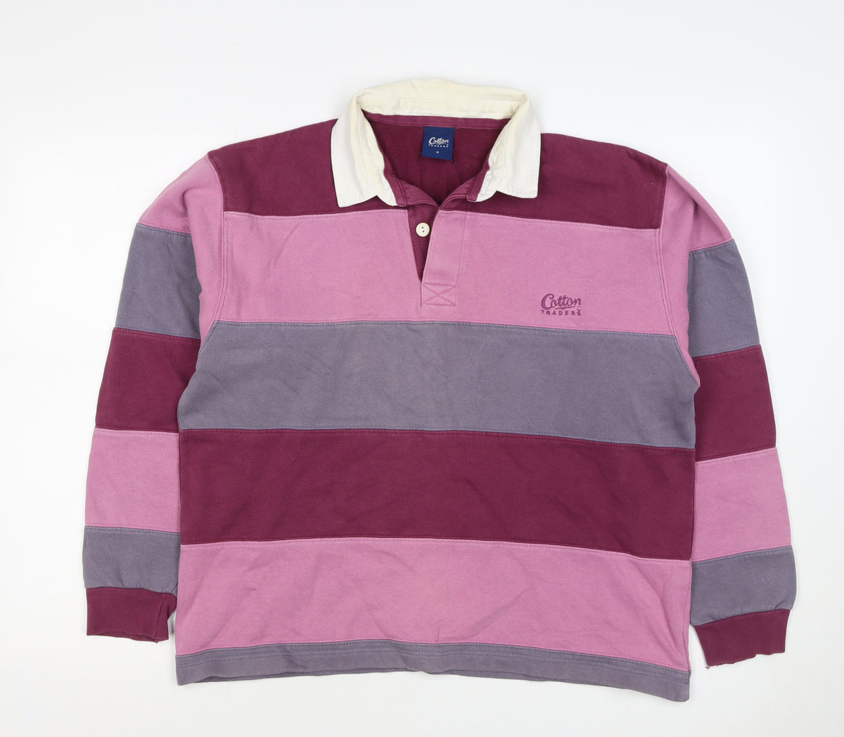 Cotton Traders Men's Multicoloured M Striped Henley Rugby Sweatshirt
