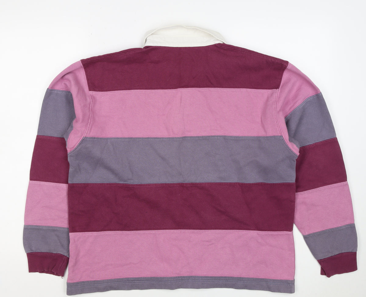 Cotton Traders Men's Multicoloured M Striped Henley Rugby Sweatshirt