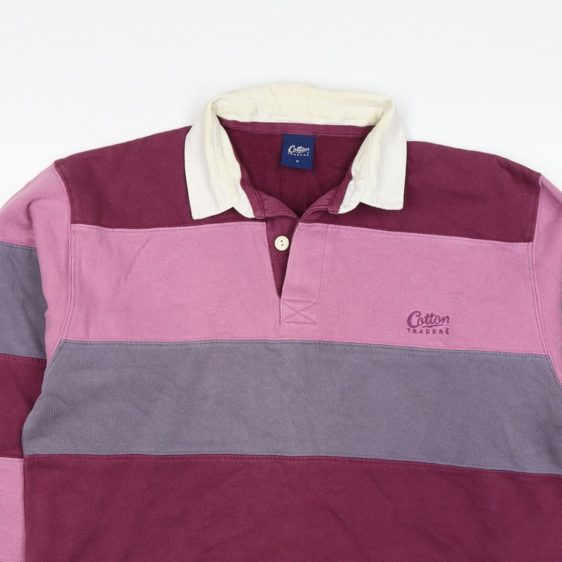 Cotton Traders Men's Multicoloured M Striped Henley Rugby Sweatshirt