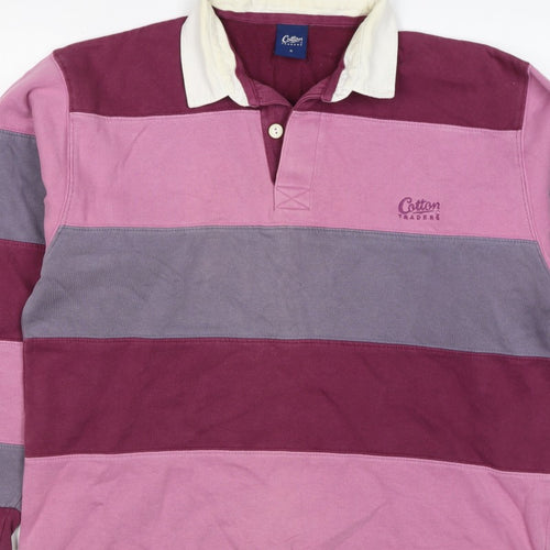 Cotton Traders Men's Multicoloured M Striped Henley Rugby Sweatshirt